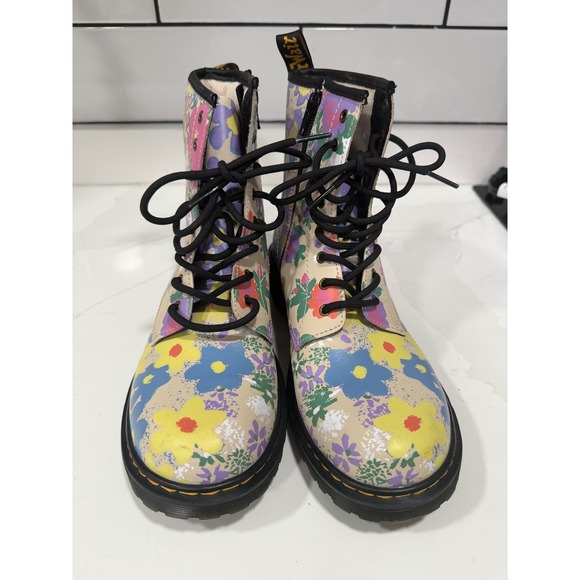 Dr. Martens Other - Dr. Martens 1460 Y Floral Combat Boots Kids Size 6M 7L EU 38 Multi Color Zip